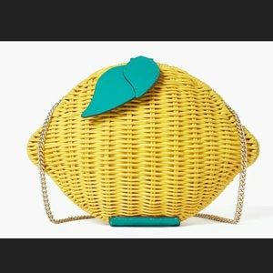 KATE SPADE PICNIC PERFECT LEMON WICKER CROSSBODY